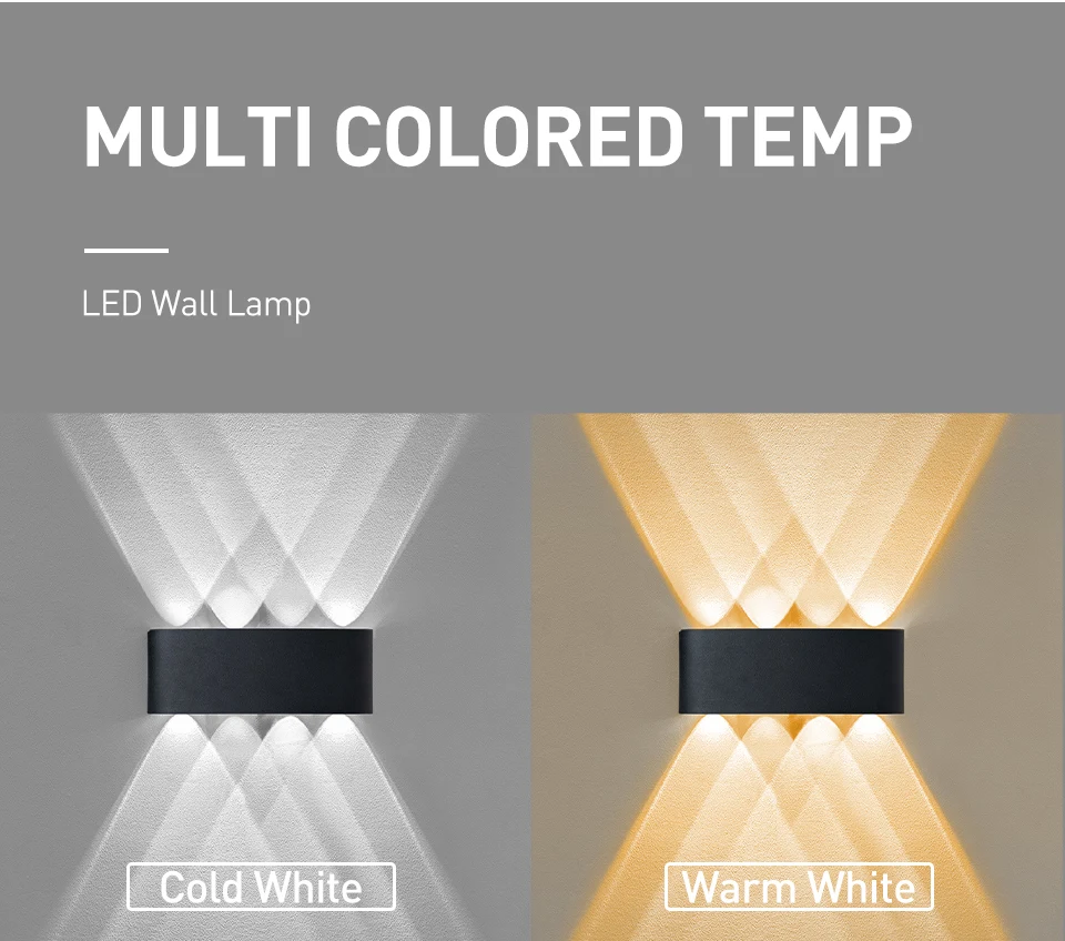 LED Wall Lamp Waterproof Outdoor Aluminum Wall Light Porch/Garden/Bedroom Indoor Modern Nordic Sconce Luminaire 2/4/6/8W 10W 12W