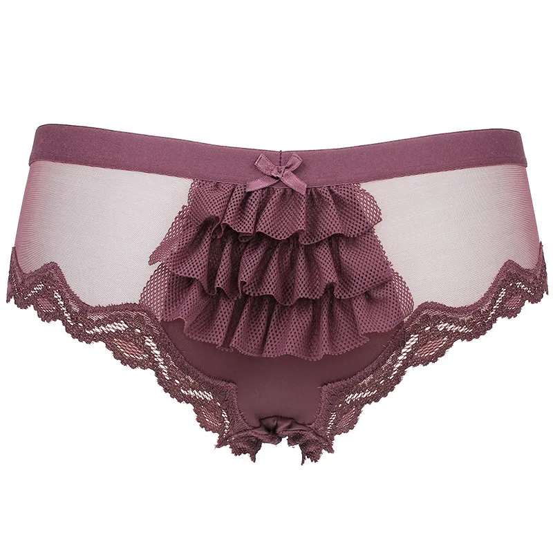 

Hot-selling Women's Panties Hollow Lace Trim Panties Comfortable Mid-waist Back Lace Trim Panties