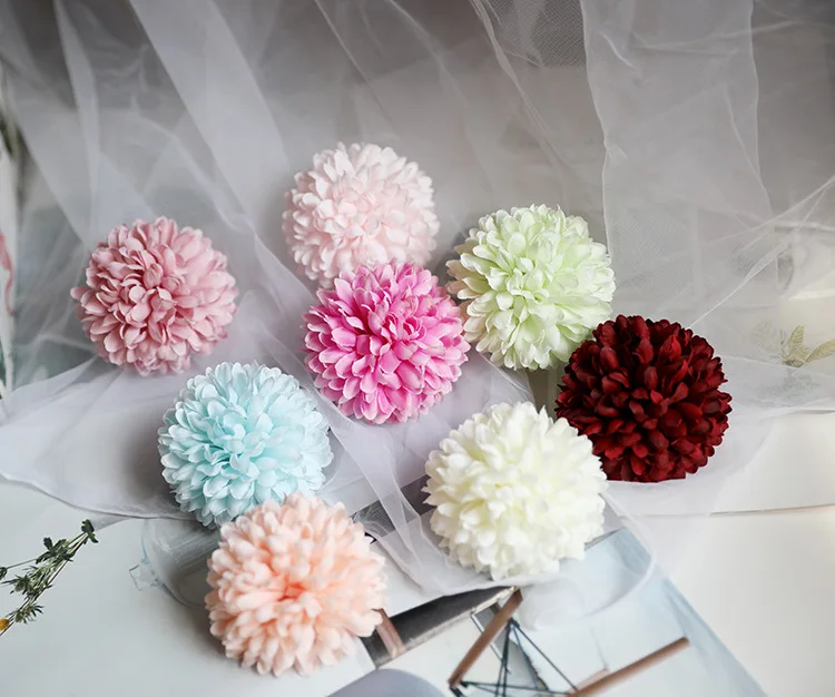 JAROWN Artificial Flower Head Ball Chrysanthemum Flowers Dandelion Silk Fake Flower Wedding DIY Decoration Home Decorative (5)