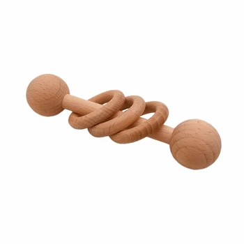 

1 Pcs Wooden Teether Rattle Activity Gym Toys Wooden Blank Ring Teething Toys Baby Nursing Gifts
