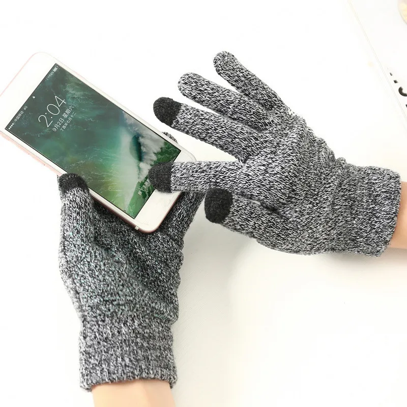 

Winter Autumn Women Men Knitted Gloves Touch Screen High Quality Male Thicken Warm Wool Cashmere Solid Gloves Mitten Business