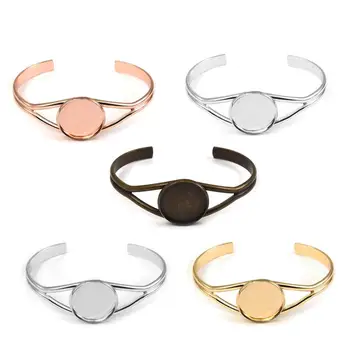 

5pcs Brass Bezel Tray Blank Adjustable Bangles Bracelet Fit 20mm Round Cabochon Bezel Tray DIY Jewelry Making Supplies