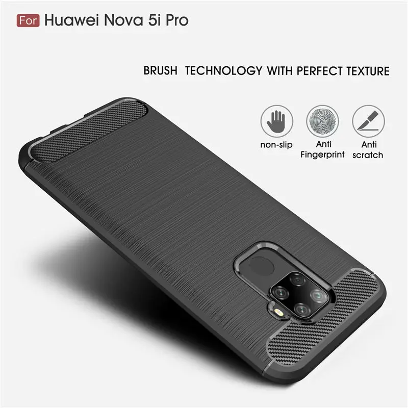 

For Huawei Nova 5i Pro 5 4 3i Case Luxury Shockproof Carbon Fiber Soft TPU Case For Huawei Nova 2S 2 Bumper Matte Back Cover