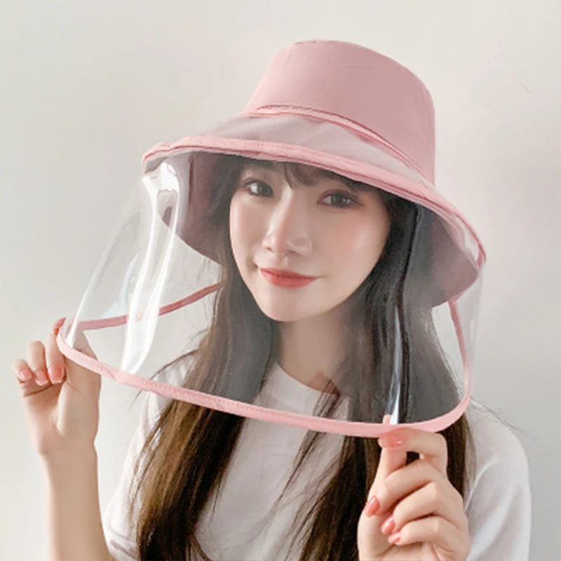 

2020 Women Fisherman's Hats Prevent Droplets Transparent Removable Mask Korean Style Sunhat Casual Hat Dust WindProof Hat
