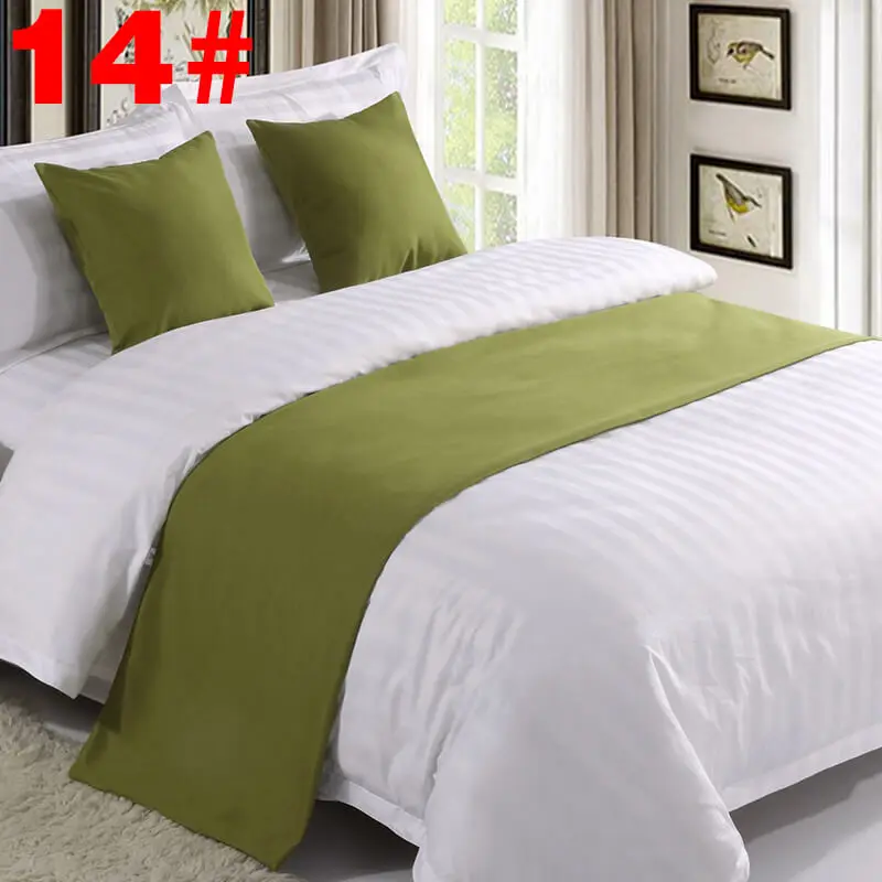 Solid Bed Runner Hotel Scarf Set Protector Slipcover Bed Decorative Scarf King For Hotel Bedroom Wedding Cushion Cover Teal Blue - Цвет: 14