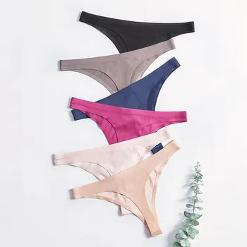 

3 Pcs Women's thong Sexy Seamless Ice-Silk Confortable t-back femme G-String culottes Lingerie Bikini Briefs Plus size