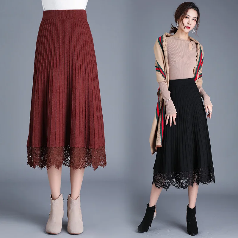 

Shanghai New Europe Sang 2020 Autumn And Winter Knitted Skirt Women's High Waist Skirt