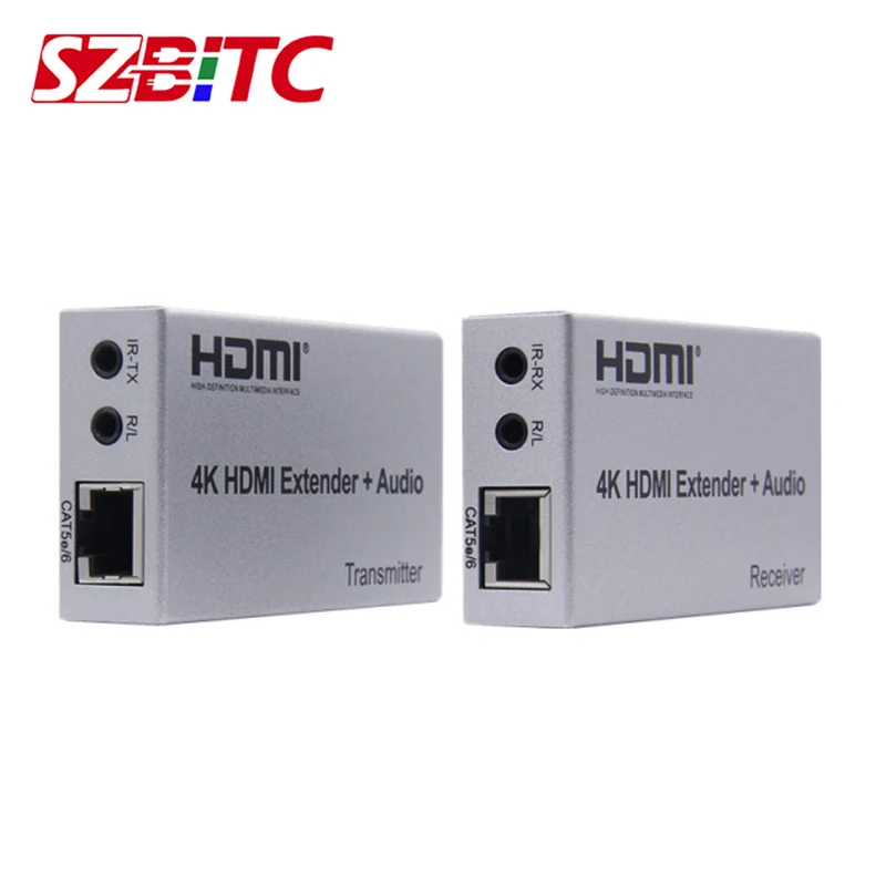 SZBITC 100 м HDMI удлинитель 4K @ 30 Гц R/L аудио выход через Cat 5e/6 RJ45 один Ethernet конвертер