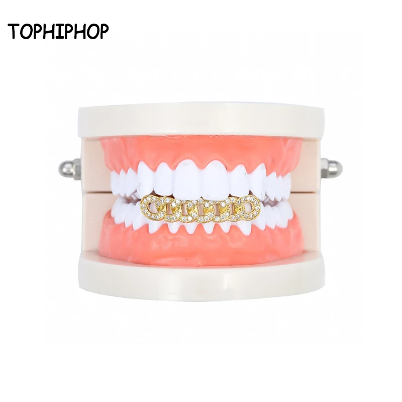TOPHIPHOP кубинской Grillz Gold-Plated хип-хоп нижней части зуба микро инкрустация CZ камень
