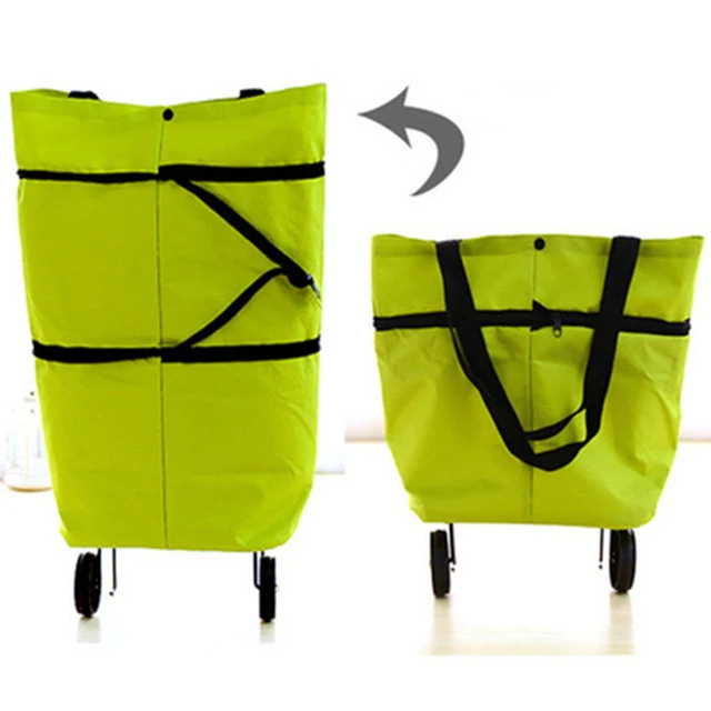 Folding Storage Bag High Capacity Shopping Food Organizer Trolley Bag On Wheels Bags Portable Shopping Bags Buy Vegetables Bags Small green