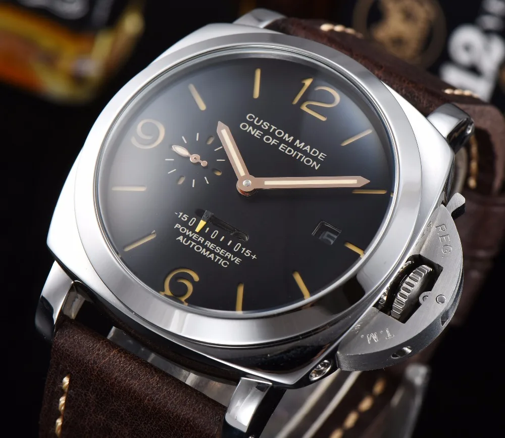 

watch pam movement 47mm/50mm power reserve automatic men watch stainless steel case w1ab