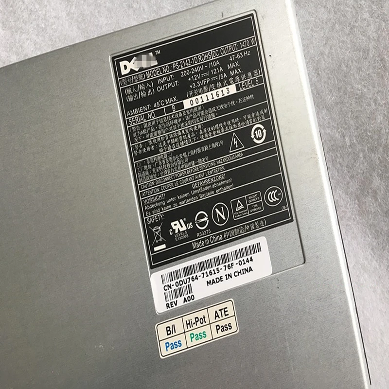 Блок питания для ноутбука Dell PE6850 12V120A 1470W Питание PS-2142-1D 0DU764 KJ001 WC983 HD435