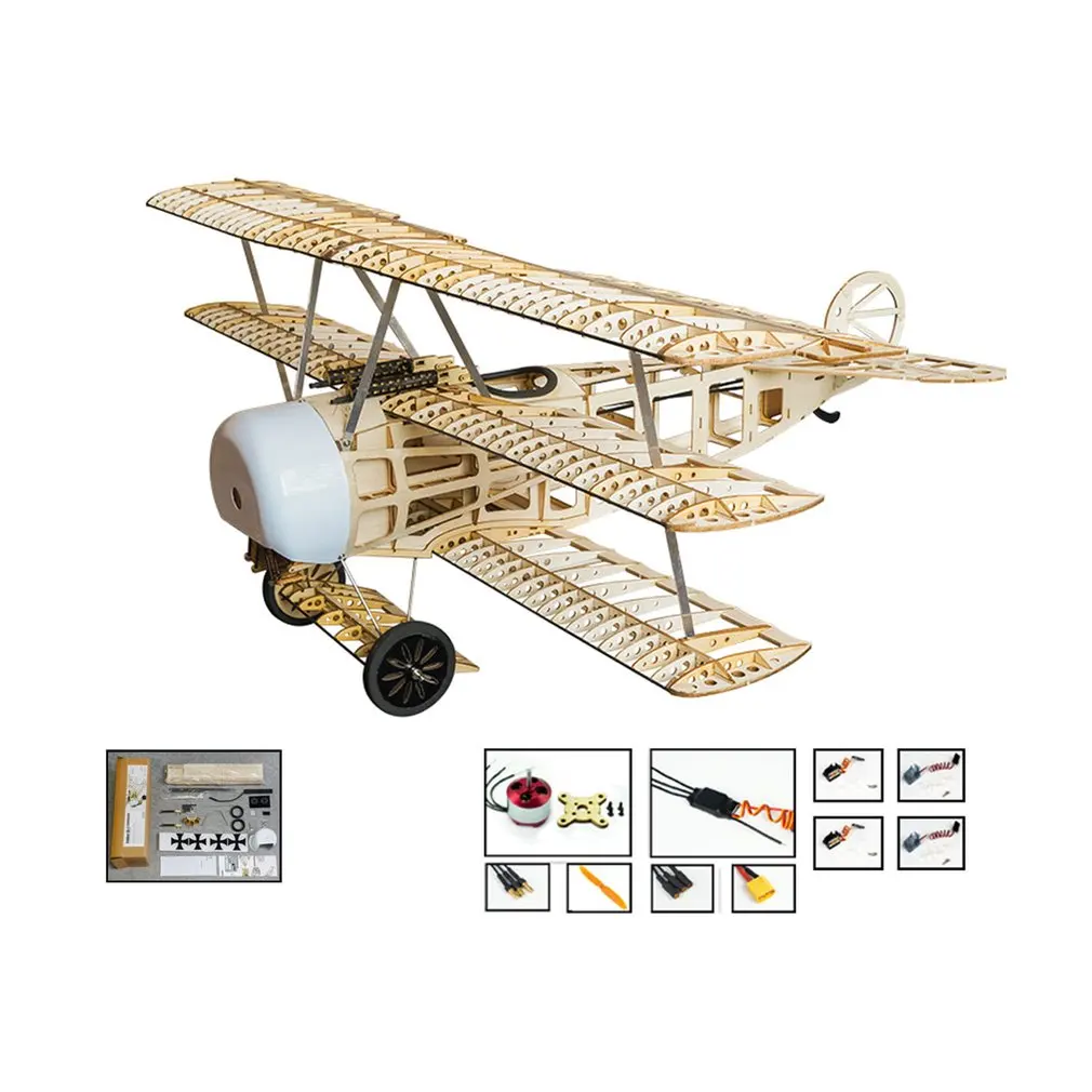 

EP FOKKER-DRI Wood Training Plane 0.77M Wingspan Biplane RC Airplane Aircraft Woodiness Model Toys DIY KIT/PNP for Kid