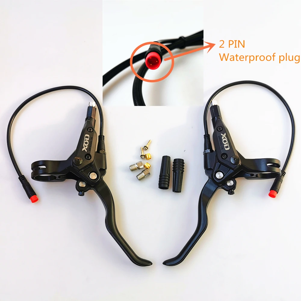 Тормоз для электровелосипеда DIY в сборе передние задние тормоза для электровелосипеда, скутера, гидравлический диск, отключенный силовой тормоз, 2-контактный водонепроницаемый штекер