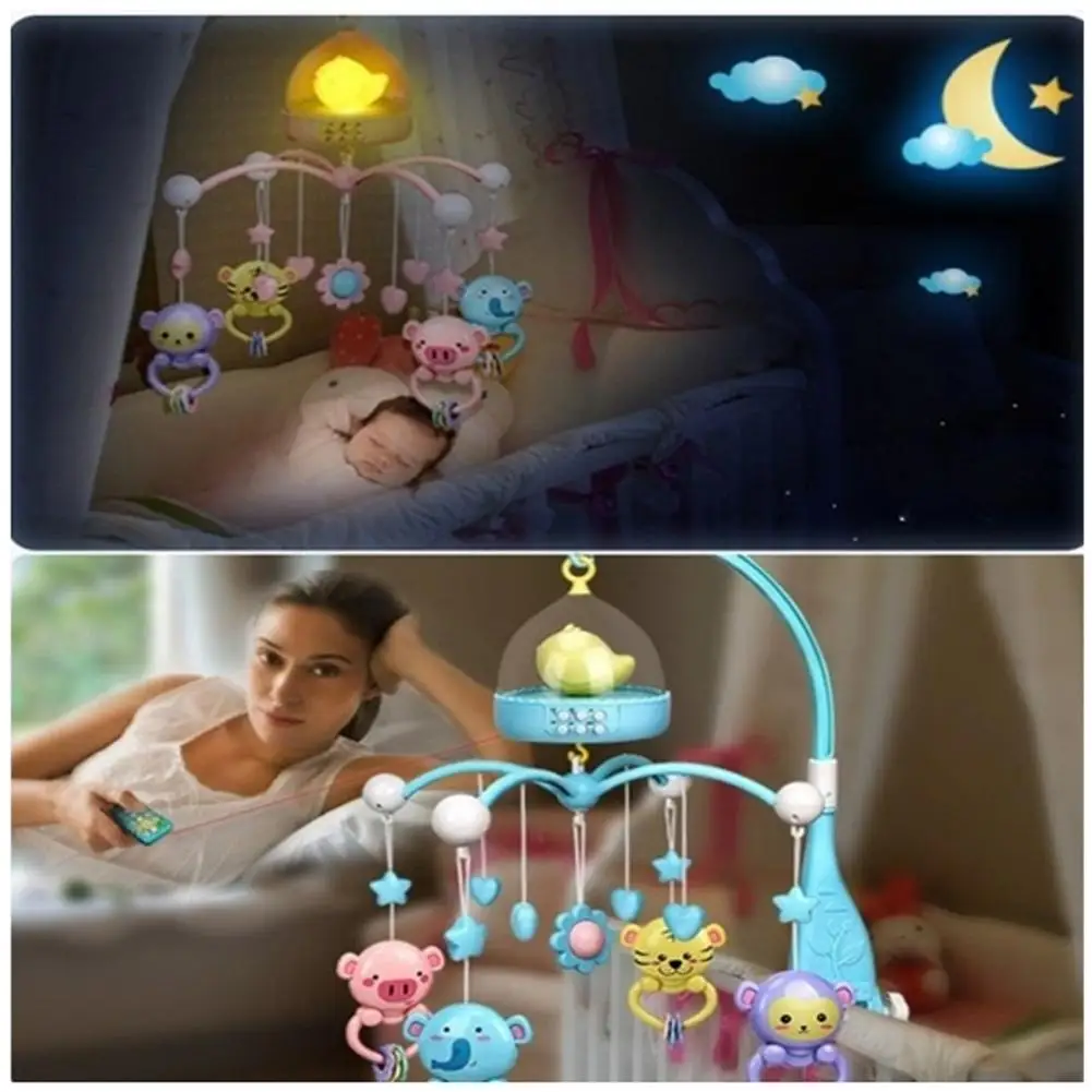 

0-12 Months Baby Remote Control Rotating Musical Crib Mobile Bed Rattle Bell Toy Baby bedding wonderful Birthday gifts for baby