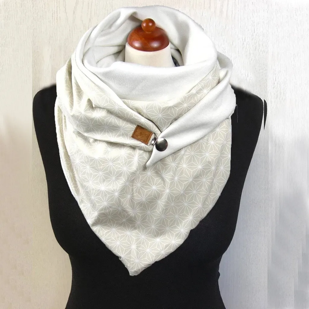 C Женские теплые шарфы с принтом на пуговицах, мягкие повседневные шали, женские малайзийские хлопковые термо-шарф Sciarpa di velo - Цвет: C