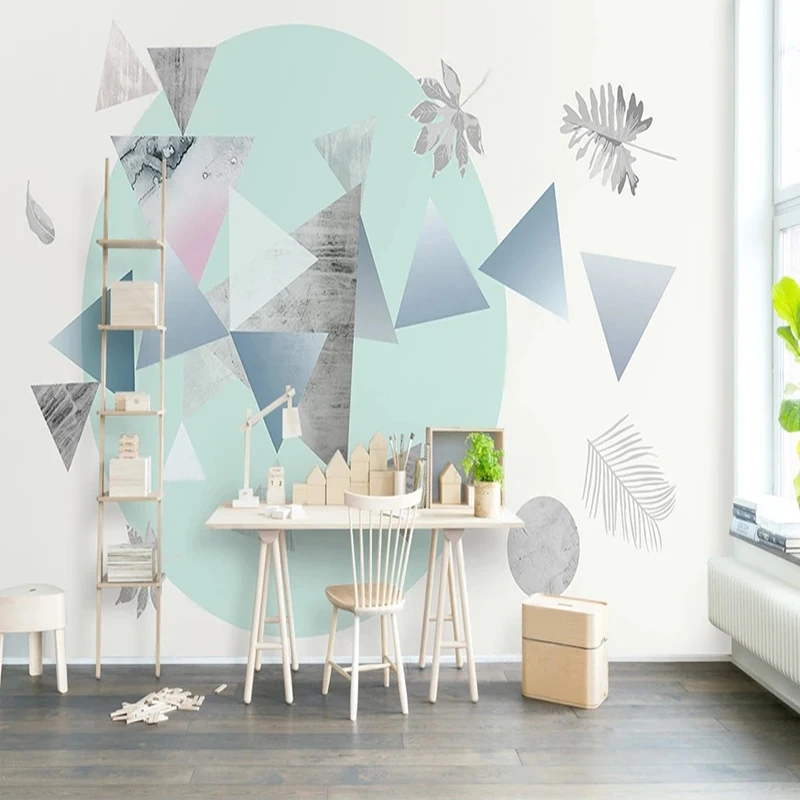 

Custom 3D Mural Wallpaper Geometric Triangle Wall Paintings Modern Art Papel De Parede 3D Paisagem For Bedroom Home Improvement