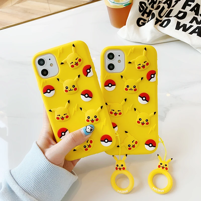

Pokemon ball cartoon mobile phone case iPhone 11Pro Xs Max XR X mobile phone case cute Pikachu6 7 8 Plus anti-fall silicone case