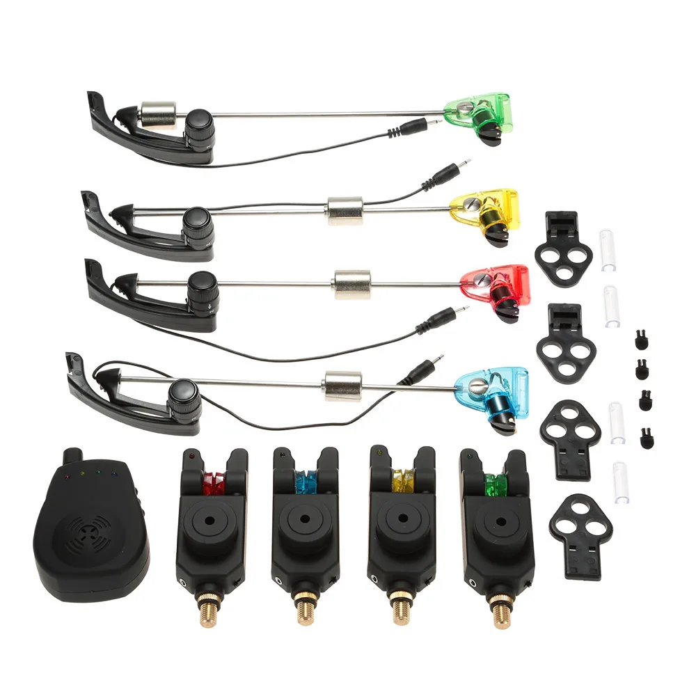 

New Wireless Fishing Bite Alarms Digital Fishing Alarm 1+4 Set With 4pcs Fishing Swinger Illuminated in Case for Carp Fishing