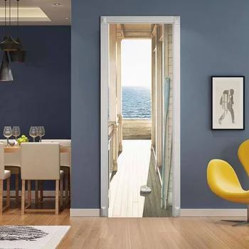 

Creative Environmental Simulation Sea View Corridor Door Stickers Refurbished Self-adhesive Bedroom Wall Stickers Home Decor