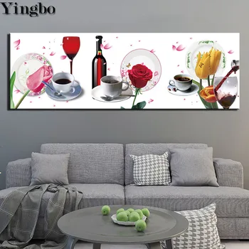 

Yingbo Diamond Embroidery Red wine,rose,tulip, Large DIY Diamond Painting With Square Rhinestones Painting Mosaic Diamonds Art