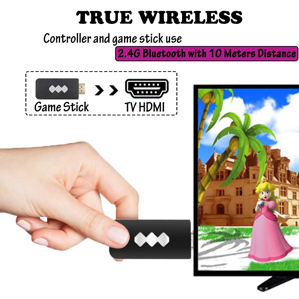 USB Wireless Console Game Stick Video Game Console Built in 568 Classic Game 8 Bit Mini Retro Controller HDMI Output Dual Player