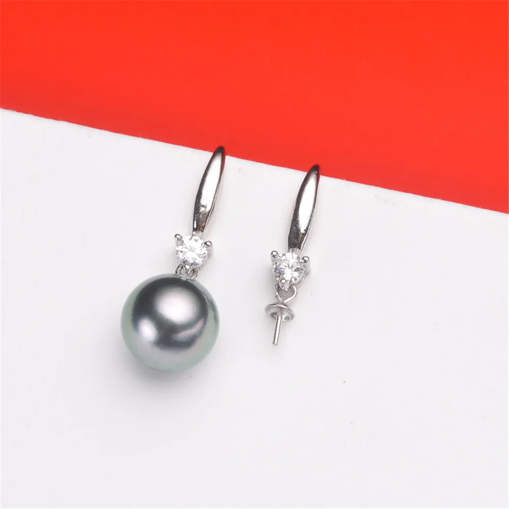 

Real Solid 925 Sterling Silver Pearl Stud Earrings Accessories Findings DIY Jewelry Ear Hook Blank Empty Support