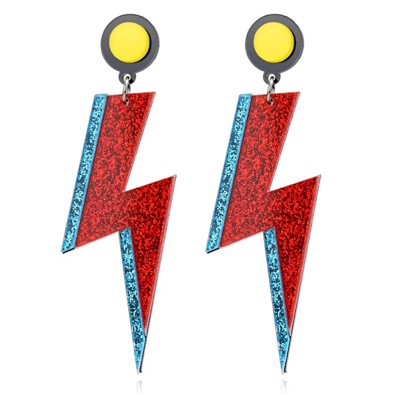 Big Long Lightning Acrylic Dangle Earrings for Women Exaggerated Red Blue Pendant Party Ear Jewelry Accessories