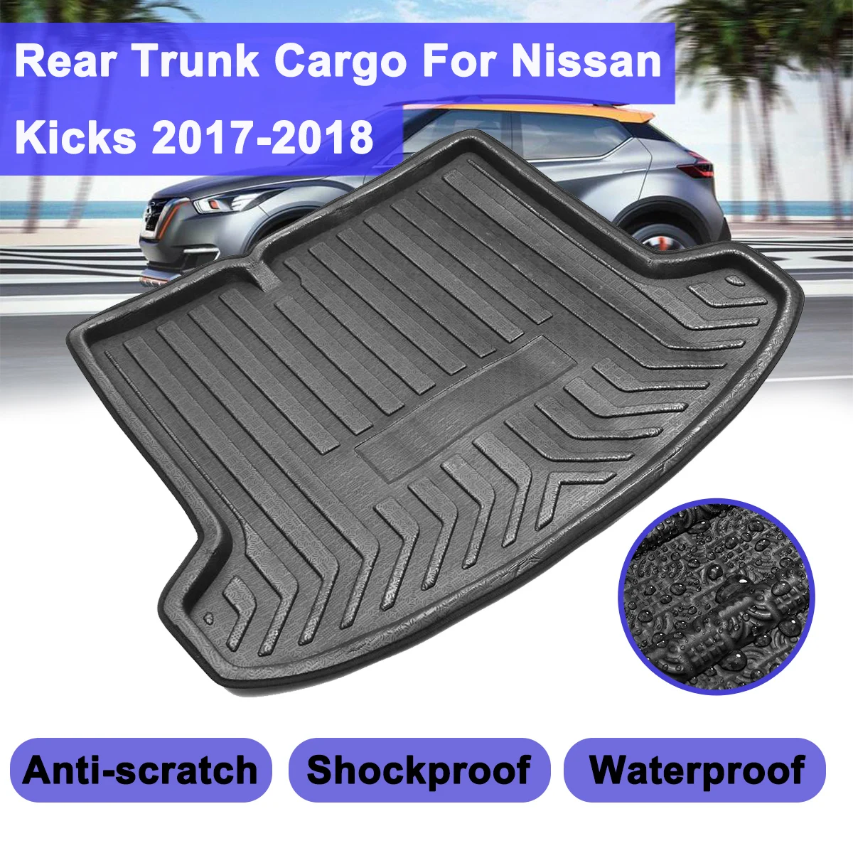 Alfombra De Maletero Para Nissan X-Trail 2002-2007 | TPE Resistente, Borde Alto, Impermeable Y Antideslizante - Negro