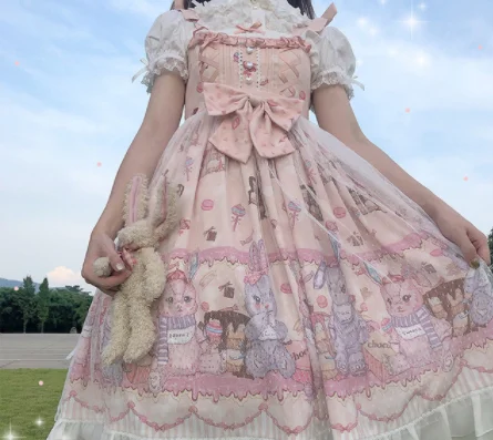 only dress Милое платье принцессы в стиле Лолиты; платье в стиле ретро с кружевным бантом и милым принтом; платье с высокой талией в викторианском стиле; kawaii; вечерние платья в стиле готической Лолиты для девочек; jsk - Цвет: only dress