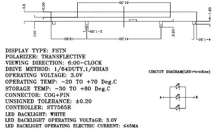 20PIN FSTN lcd 12864 символ матричный экран COG ST7565R контроллер