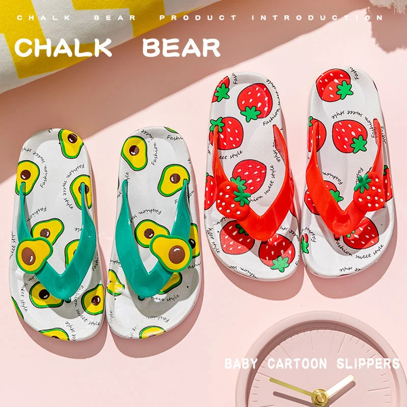 Slippers Girls Summer Print Fruit Slipers Flip Flop Kids Soft Cute Beach Bathroom Anti-Slippers Sandal Children Toddler Slippers bata children's sandals