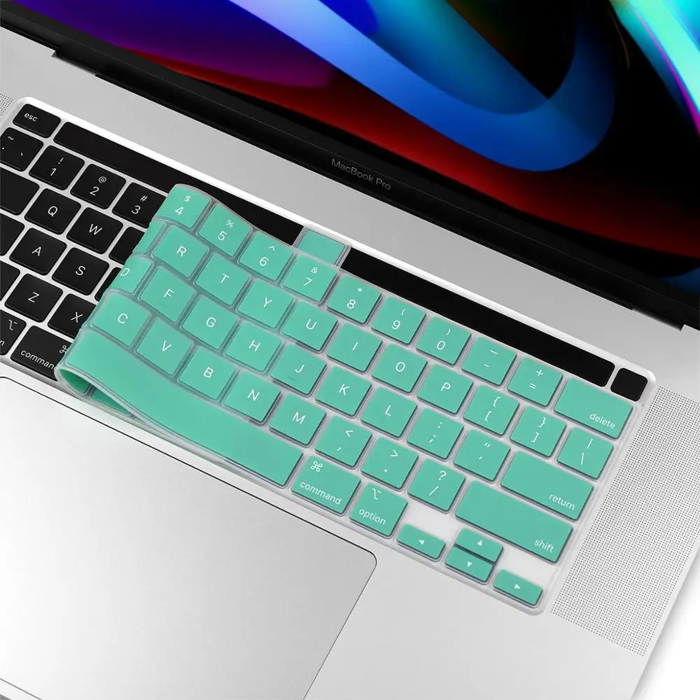 Американская английская Силиконовая накладка для клавиатуры прозрачная защита для Macbook New Pro 16 дюймов A2141 Сенсорная панель/Touch ID - Цвет: Green