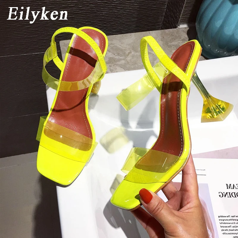 Eilyken Yellow White PVC Jelly Sandals 