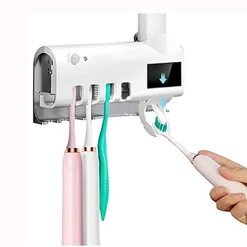 

Toothbrush UVC disinfectant holder motion sensor LED UV-UV-4 toothbrush holders and 1 toothpaste dispenser for bathrooms
