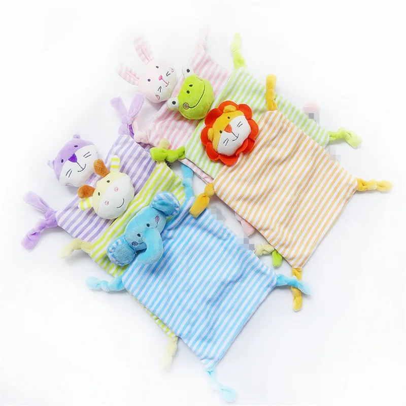 Newborn Toddler Kids Plush Towel Toy Cartoon Cat Rabbit Animal Rattle Toy Baby Sleeping Newborn Stuffed Dolls Comfort Towel