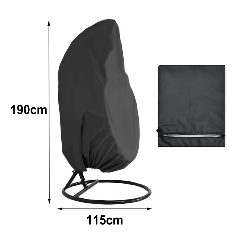 

Durable Dustproof Cover Black 190*115cm For Hanging Rattan Egg Swing Chair Seat Garden Top