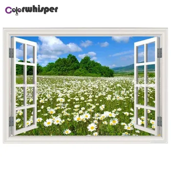 

Diamond Painting Full Square/Round Drill Window Scenery Small Daisy 5D Daimond Painting Embroidery Cross Stitch Mosaic Pic Z399