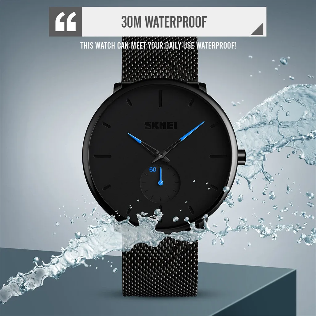 

Top Brand Luxury WWOOR Men's Watches Stainless Steel Band Analog Display Quartz Wrist Watch Ultra Thin Dial Fashion Dress Watch