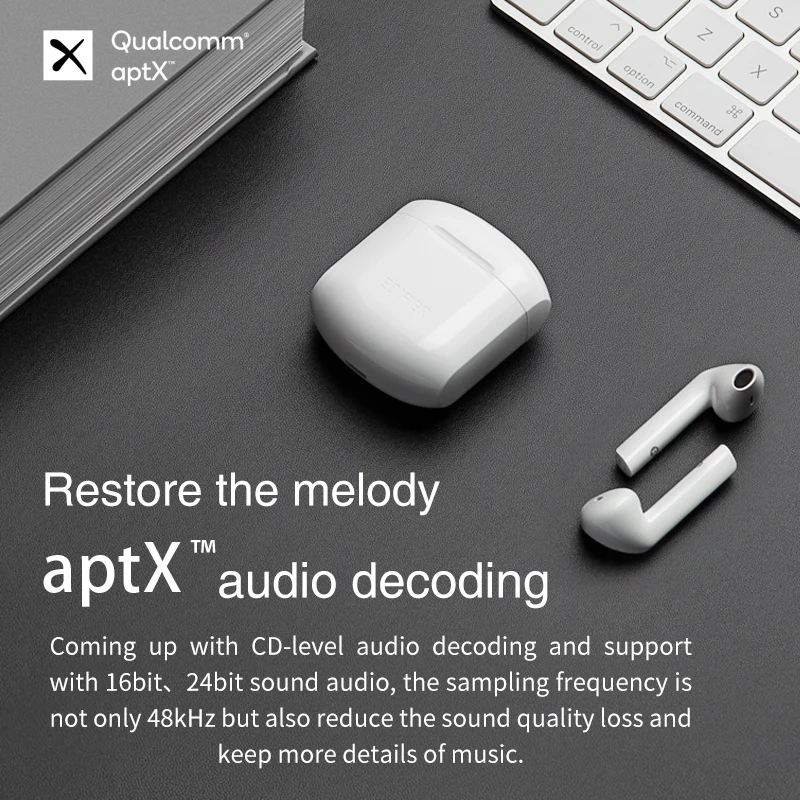 EDIFIER TWS200 TWS Wireless Bluetooth Earbuds Bluetooh v5.0 aptX Codec with Dual Microphone 24h playback time Noise Cancellation