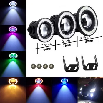 

2 Pcs/set Universal Car Light LED Fog Light White Angel Eye Ring Driving Projector Bulbs Lamps Car COB Light LED Fog Lamp