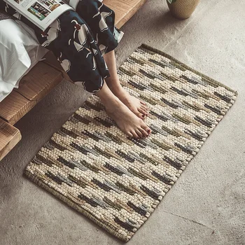 

Handmade Rug Knitting Texture Area Floor Door Mat Vintage National Cotton Rugs Carpet Home Bedroom Living Room Decor 50x80cm