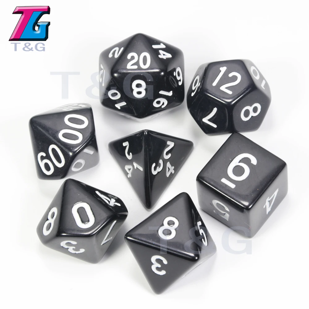 Высокое качество 15 цветов 7 шт./компл. акриловые многогранные TRPG игры для Подземелья и Драконы непрозрачные D4-D20 мульти стороны кости поп для игры