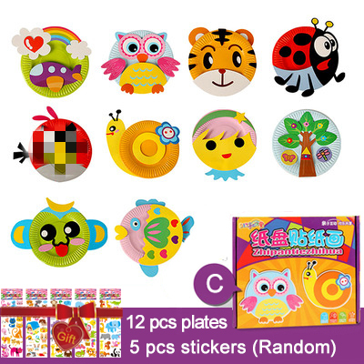 Children 3D DIY handmade Paper Cups Plates Sticker Material Kit Toys kingergarden Kids Educational Art Craft Tools Gifts