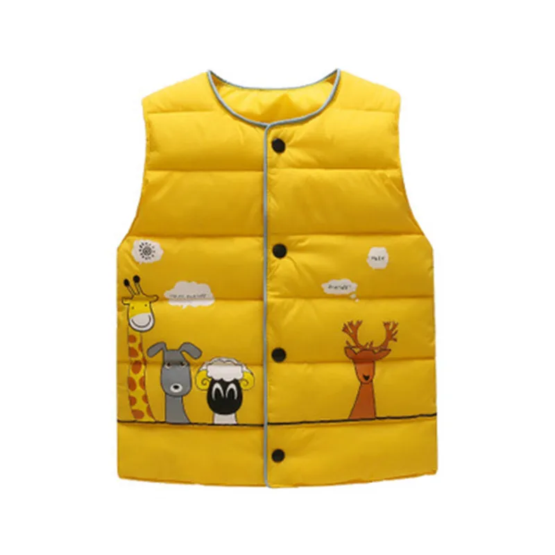 Жилеты для маленьких мальчиков и девочек; Детская жилетка; Верхняя одежда; пуховый жилет для мальчиков; жилеты с изображением жирафа; Осенняя верхняя одежда - Цвет: Цвет: желтый