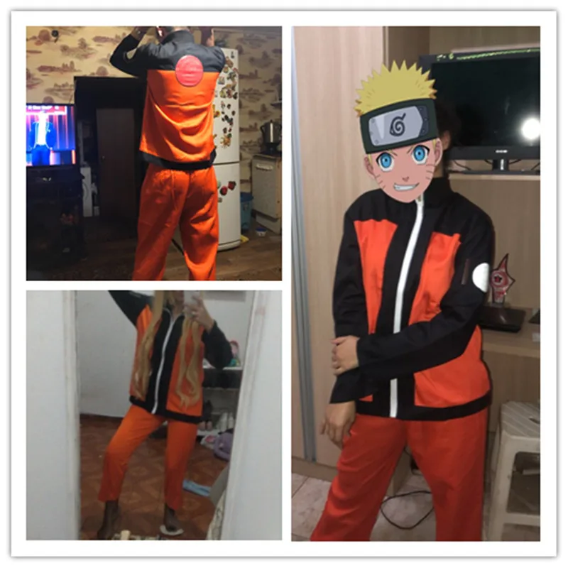 Anime Naruto Shippuden Uzumaki Naruto Cosplay Costume Jacket & Pant Full  Outfit 