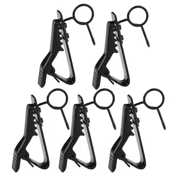 

5 Pcs Ring Mini 7.5 mm Microphone Clip Holder Tie Clip Collar Clip Practical (Black)