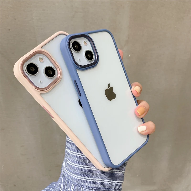 ins Metal lens anti-fall bumper Clear armor case for iphone 13 13Pro 11 12 12Pro Max X XR Transparent Shockproof back cover