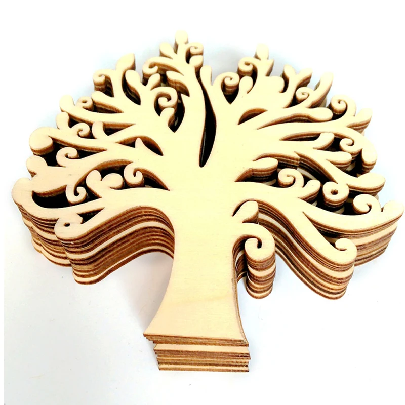 

10Pcs Cute Wood Snowflake Xmas Wedding Tree Hanging Ornament Decoration