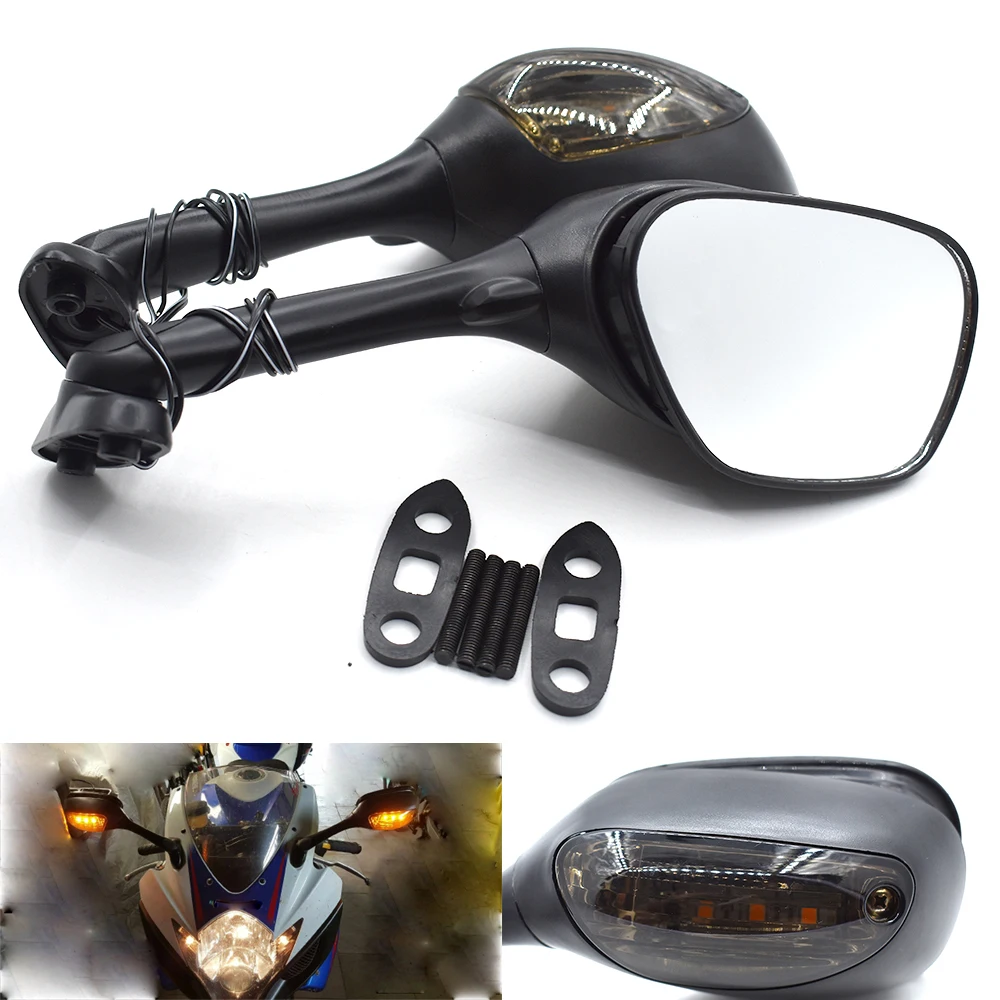 

for Suzuki GSXR 600 750 1000 2006-2012 K6 K7 K8 Motorcycle Rearview Rear View Mirrors with LED Turn Signal Light Accessories